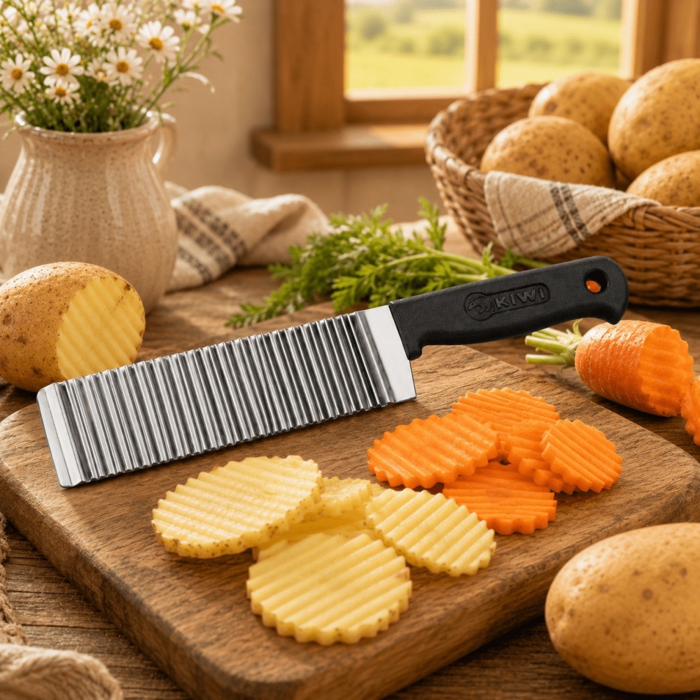 Kitchen Gadgets Vegetable Chopper - Stainless Steel Wavy French Fries Cutter
