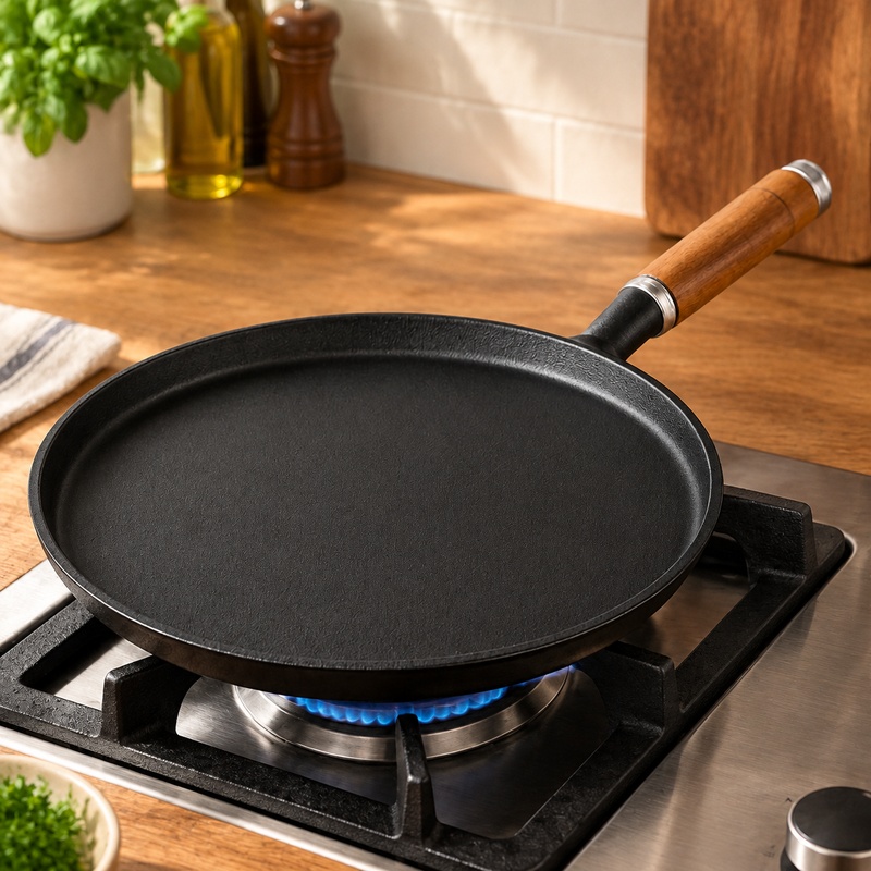Cast Iron Skillet - Heavy-Duty Cast Iron Frying Pan Compatible