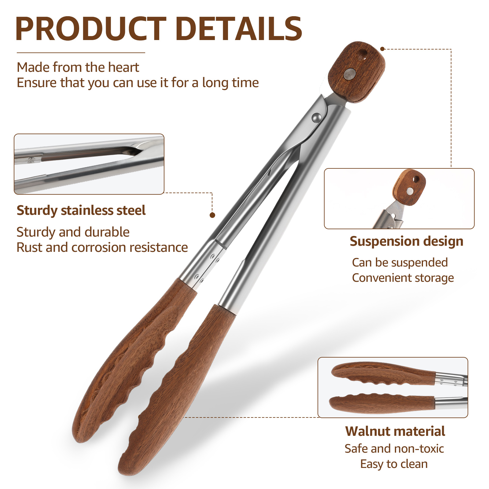 2/3 Pcs Food Tongs Walnut Wood - огляд і ціна Kitchen Gadgets Pakistan