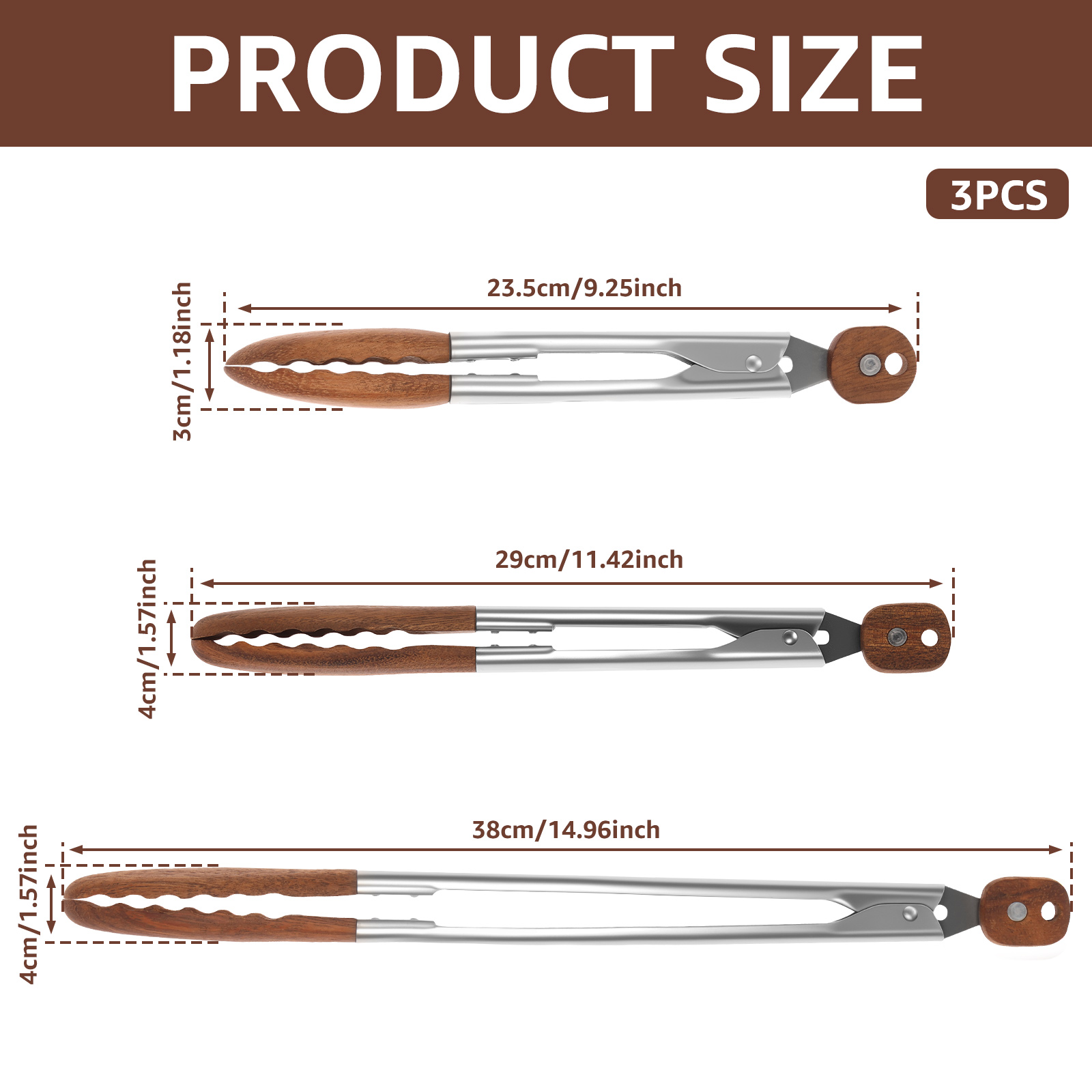 2/3 Pcs Food Tongs Walnut Wood - огляд і ціна Kitchen Gadgets Pakistan