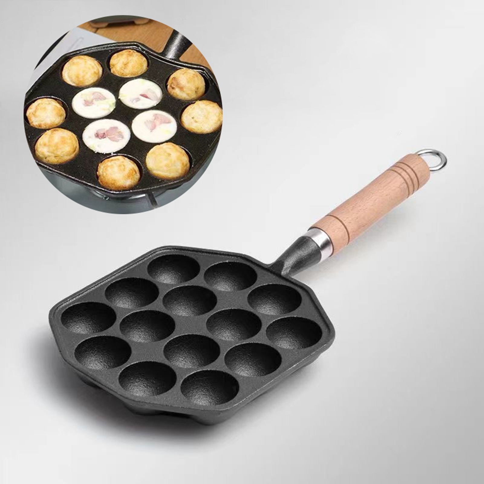 14 Holes Takoyaki Pan Nonstick - огляд і ціна Cast Iron Skillet
